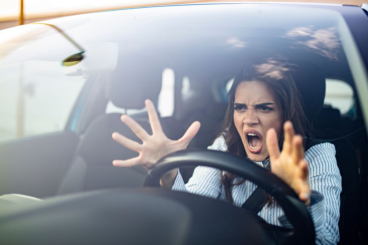 Stressed,Woman,Driver,Sitting,Inside,Her,Car.,Angry,Female,Driver