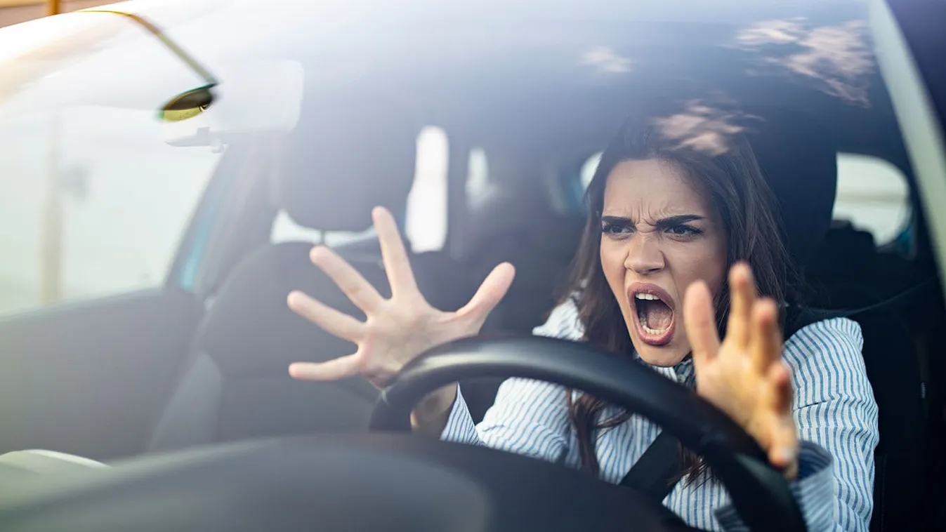 Stressed,Woman,Driver,Sitting,Inside,Her,Car.,Angry,Female,Driver