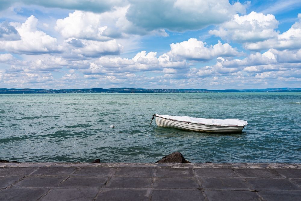 Photo,Of,Boat,On,The,Balaton,Lake,In,Siofok,,Hungary.
