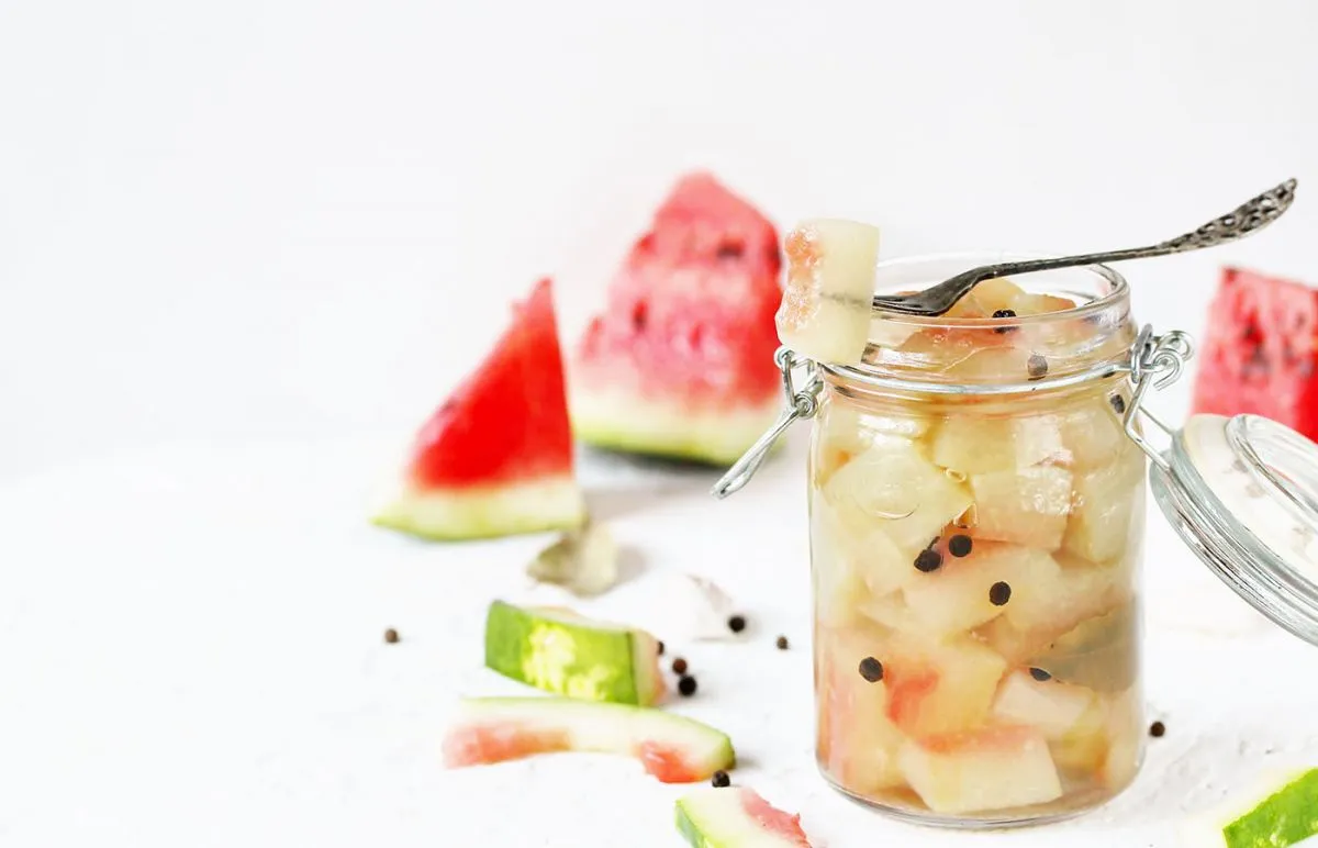 Pickled,Watermelon,Rind.,Marinated,Watermelon.,Recipes,From,Watermelon.,Concept,Of