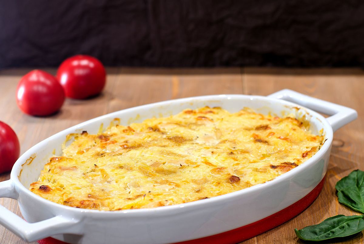 Casserole,Or,Gratin,With,Chicken,And,Zucchini,In,The,Baking
