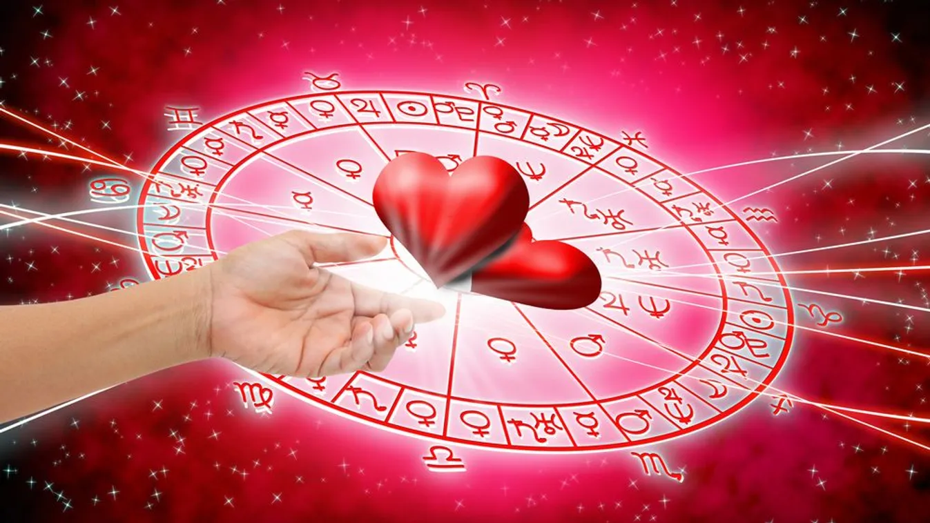 Red,Background,Of,Astrology,And,Love,Concept.