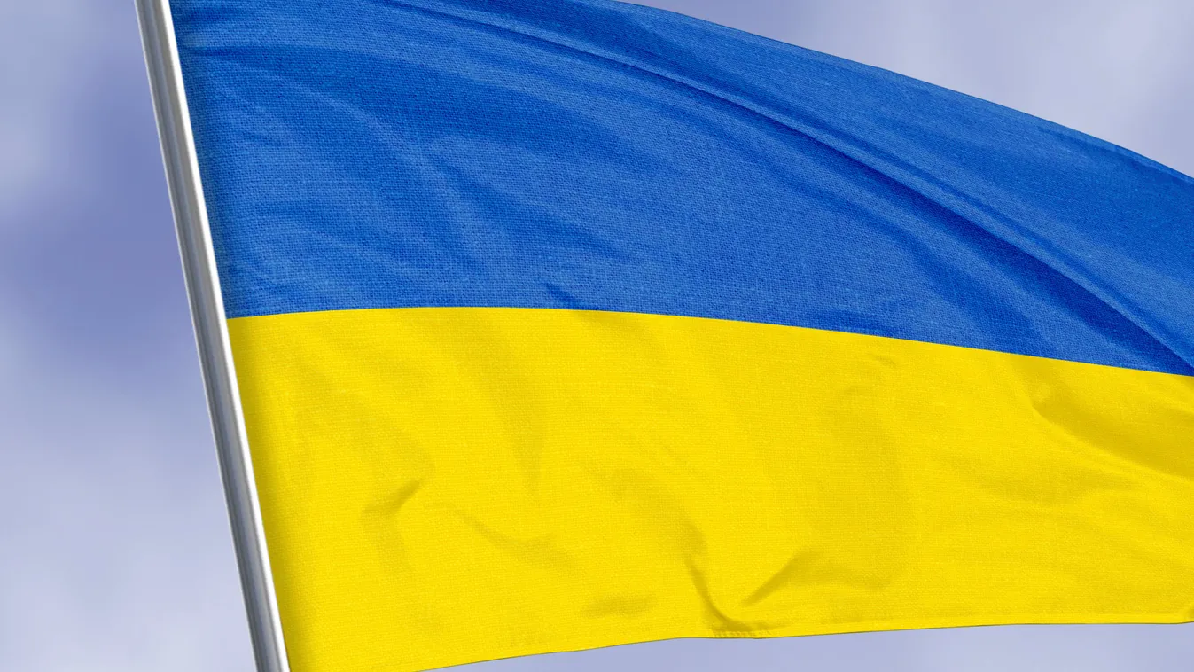 Ukraine,Flag,Isolated,On,Sky,Background.,Close,Up,Waving,Flag