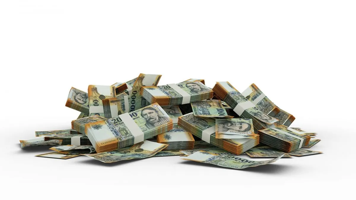 3d,Stack,Of,20000,Hungarian,Forint,Notes,Isolated,On,White