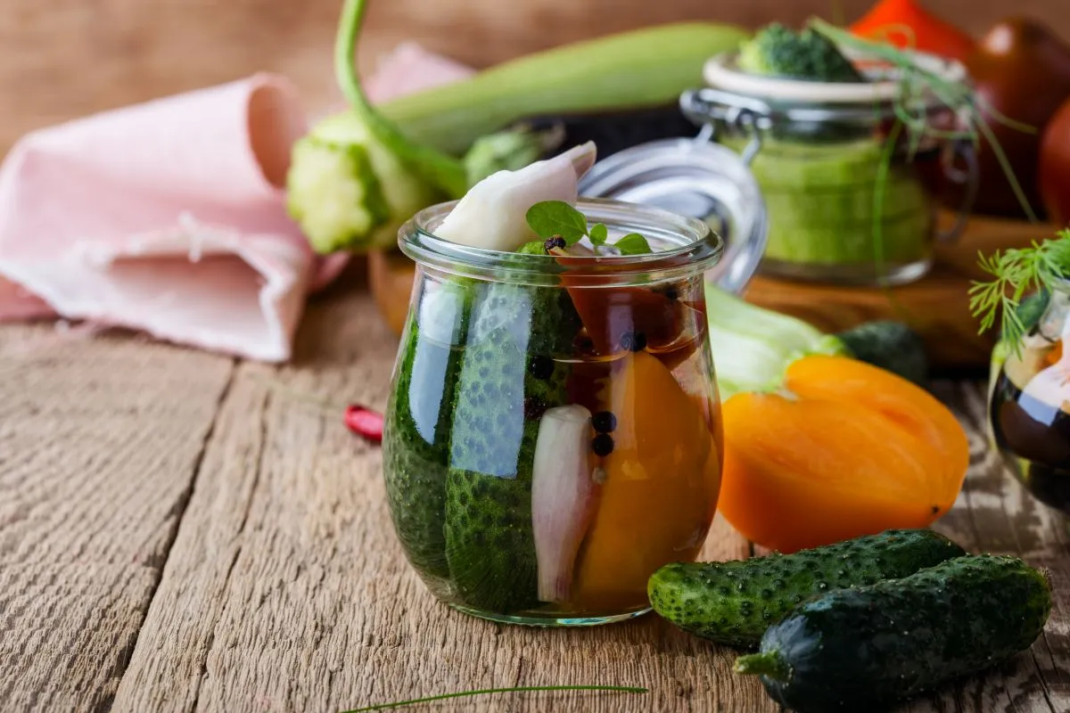 Homemade,Vegetables,Preserves,,Pickled,Gherkins.,Collection,Set,Of,Pickled,Veggies