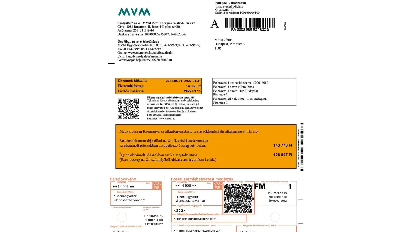 KIEGÉSZÜL A GÁZ ÉS ÁRAMSZÁMLA TARTALMA