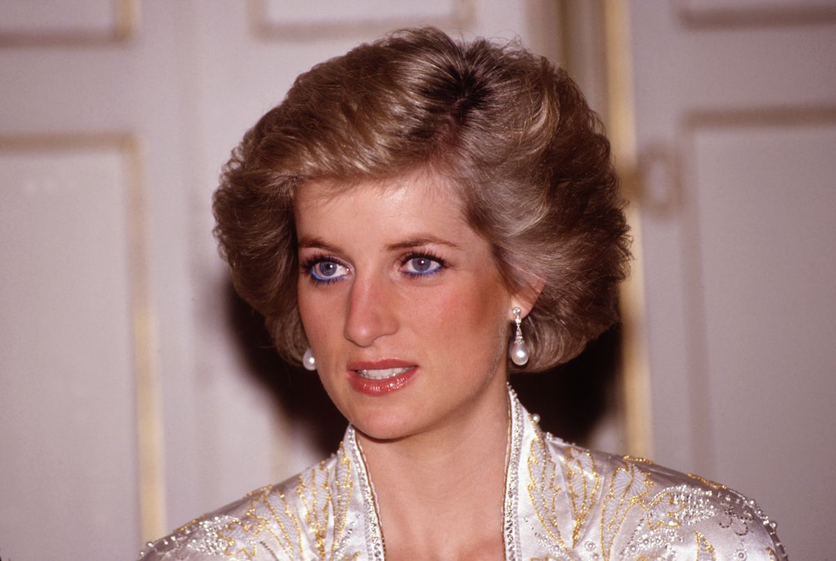 Diana Princess of Wales at a dinner given by President Mitterand at the Elysee Palace in Paris