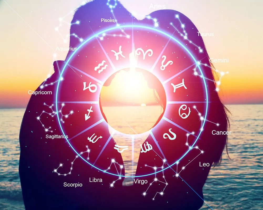 Horoscope,Concept,,Couple,Guy,And,Girl,And,A,Circle,With