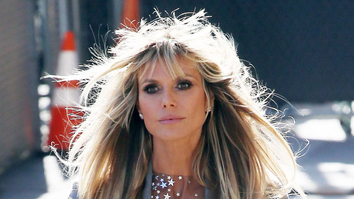 Heidi Klum is Pictured Arriving to the Jimmy Kimmel Show in Los Angeles.