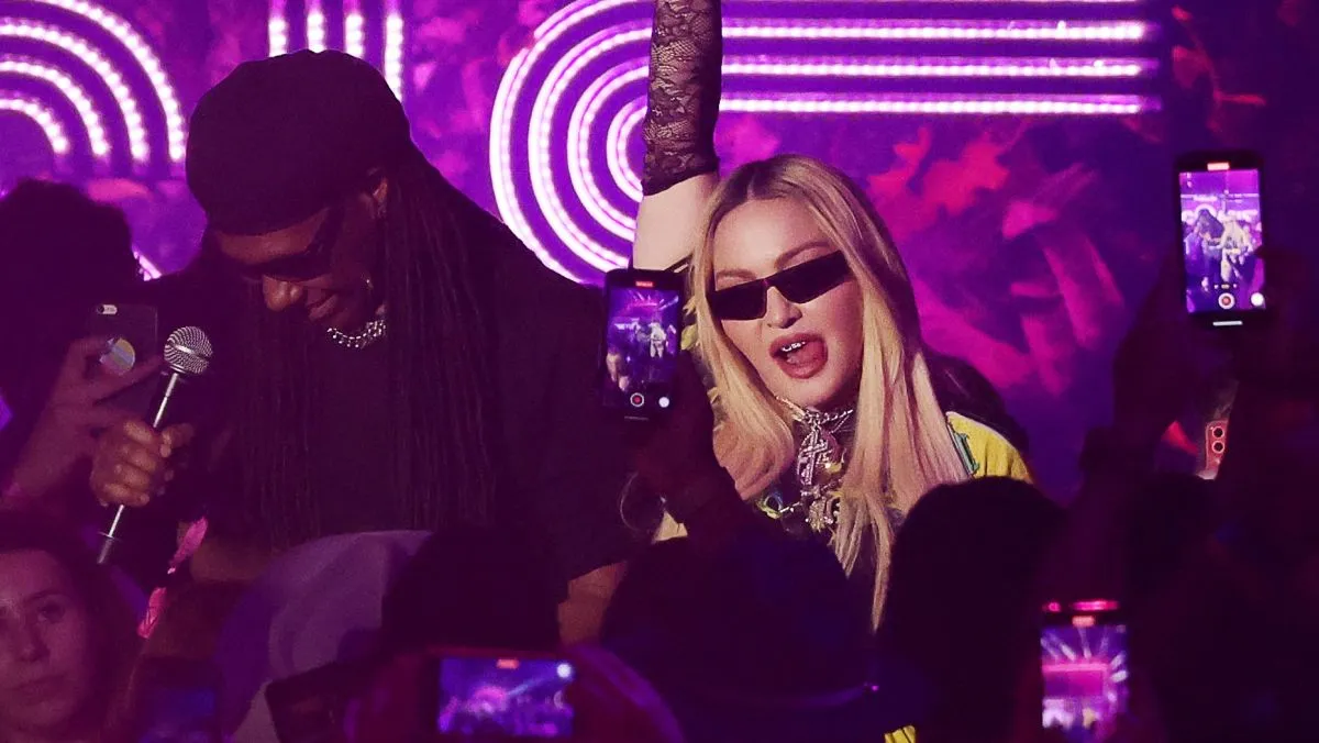 Madonna Roller Skates at The DiscOasis at Wollman Rink in Manhattan's Central Park.