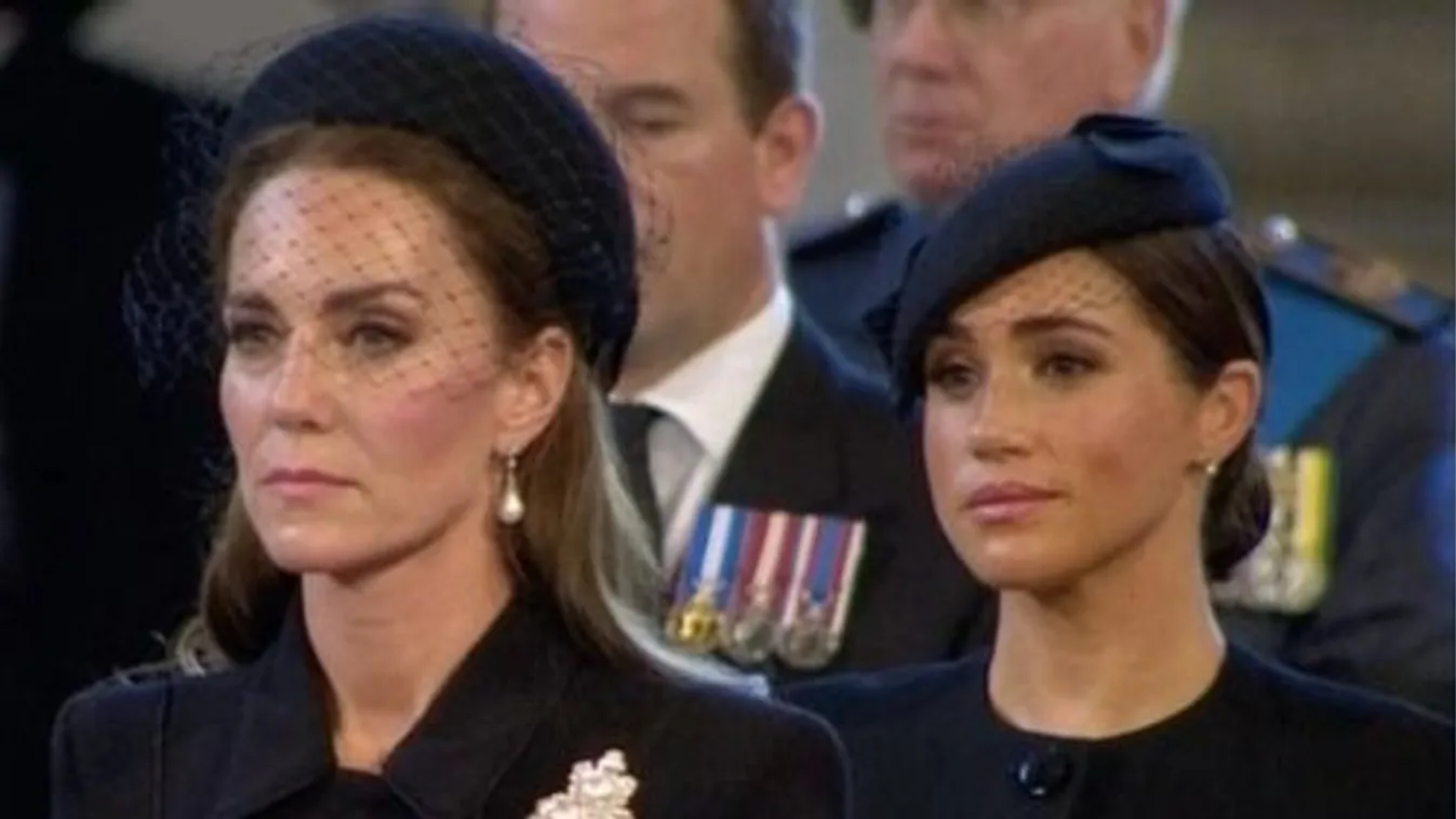 Így nézett ki Katalin és Meghan II. Erzsébet temetésén