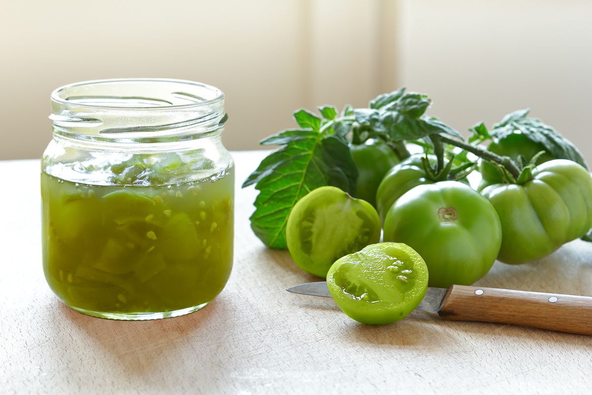 Jam,Or,Chutney,In,A,Glass,Jar,Made,Of,Green