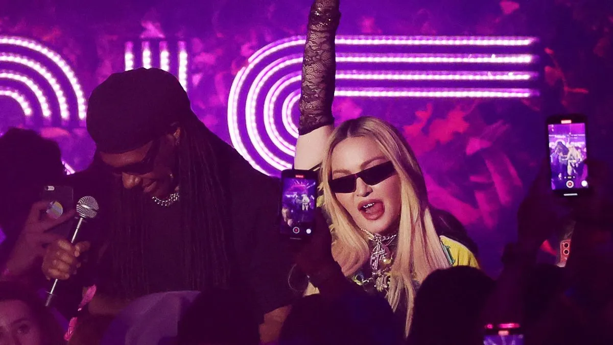 Madonna Roller Skates at The DiscOasis at Wollman Rink in Manhattan's Central Park.