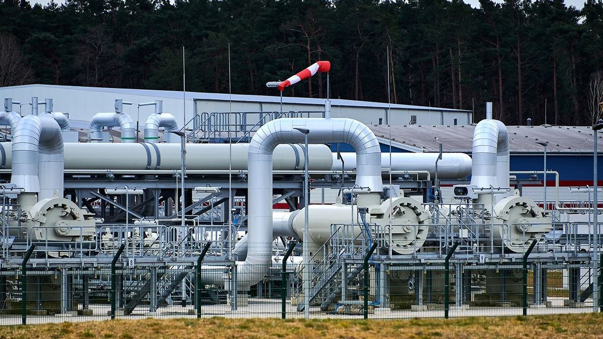 Lubmin, Mecklenburg-West Pomerania / Germany - April-3-2022: Gas pipes, connections, equipment and pressure reducers at the site of Gazprom's Nord Stream 2 Pipeline Landing in Germany. (Western Europe)