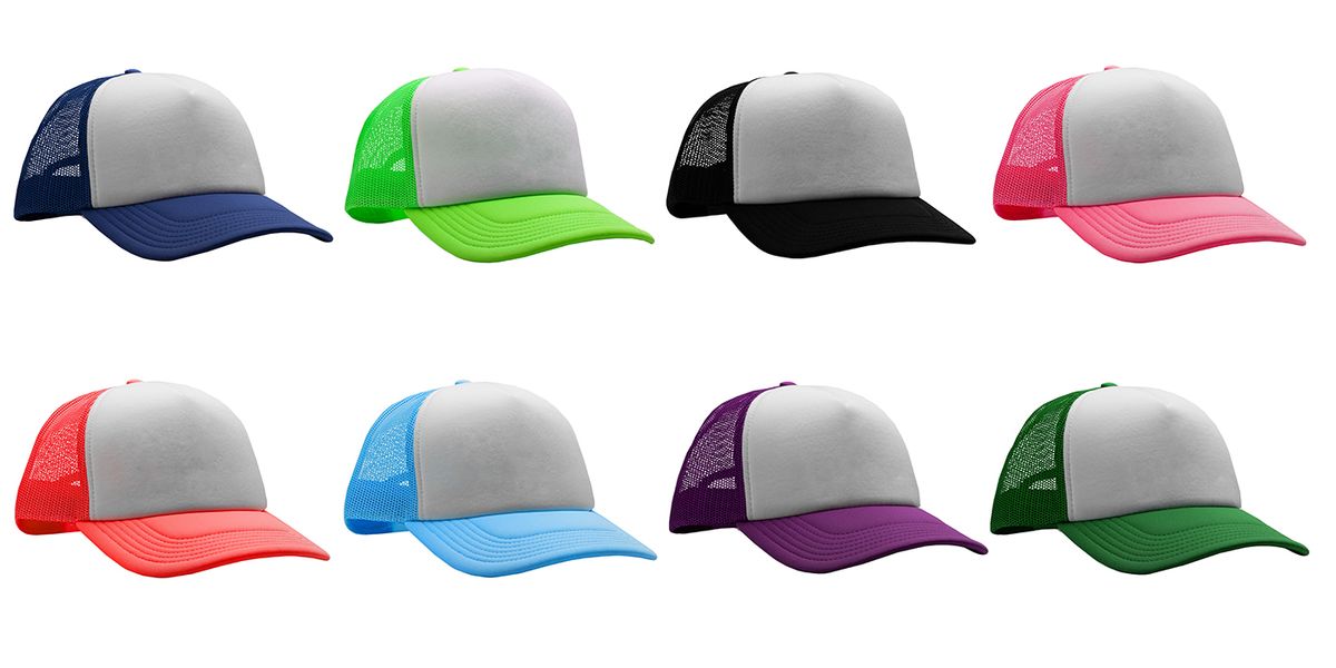 Set,Of,Blue,,Navy,,Green,,Black,,Red,And,Pink,Trucker