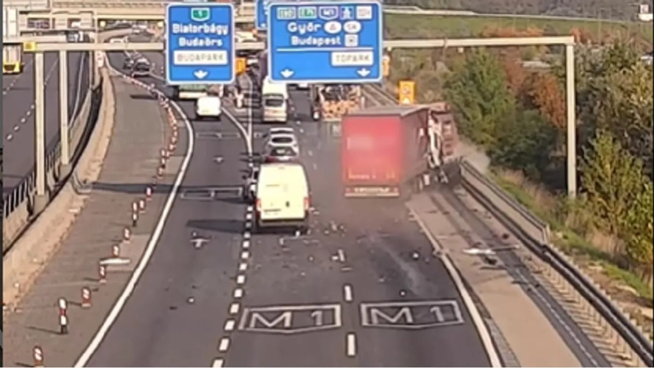 Féktelenül száguldott egy kamion az M0-son - Videó