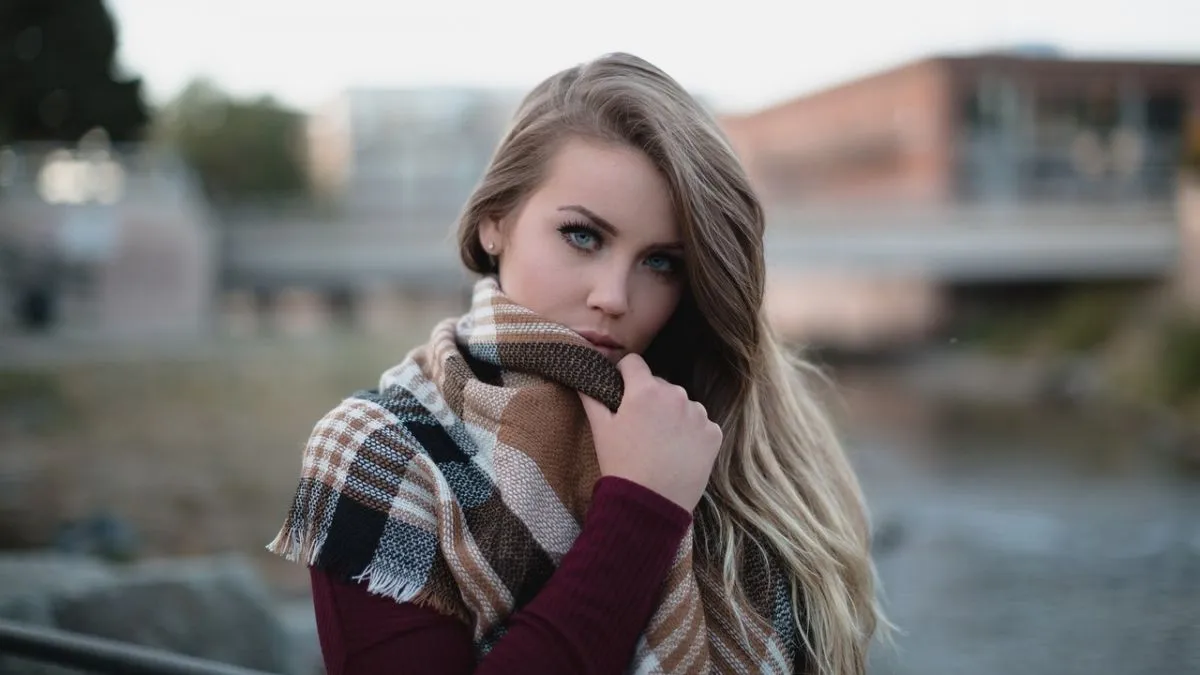 fiatal, lány, nő, tél, hideg, sál, 