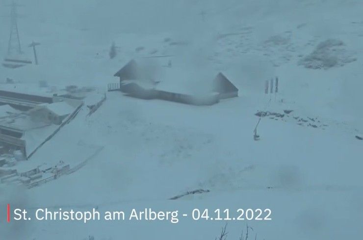 Ausztria, Arlberg, 2022. november 4., havazik, hóesés, hó,