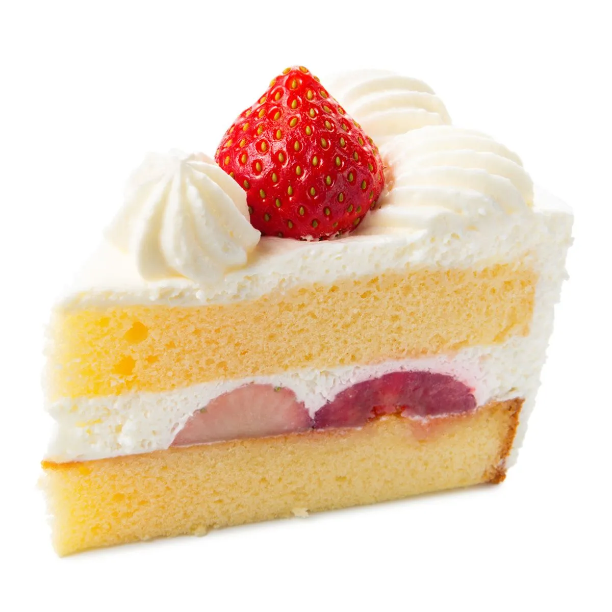 Japanese,Sweet,White,Piece,Of,Cake,With,Cream,And,Strawberry