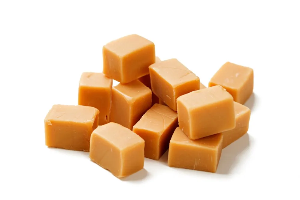 Caramel,Candies,Isolated,On,White,Background.