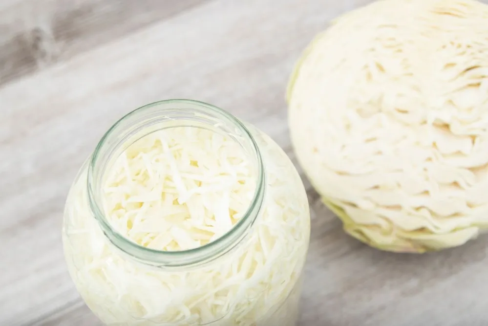 Sauerkraut,In,Open,Glass,Mason,Jar.,The,Best,Natural,Probiotic.