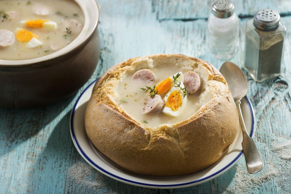 Traditional,Zurek.,Polish,Rye,Soup.,Sour,Bread,Soup,Served,With