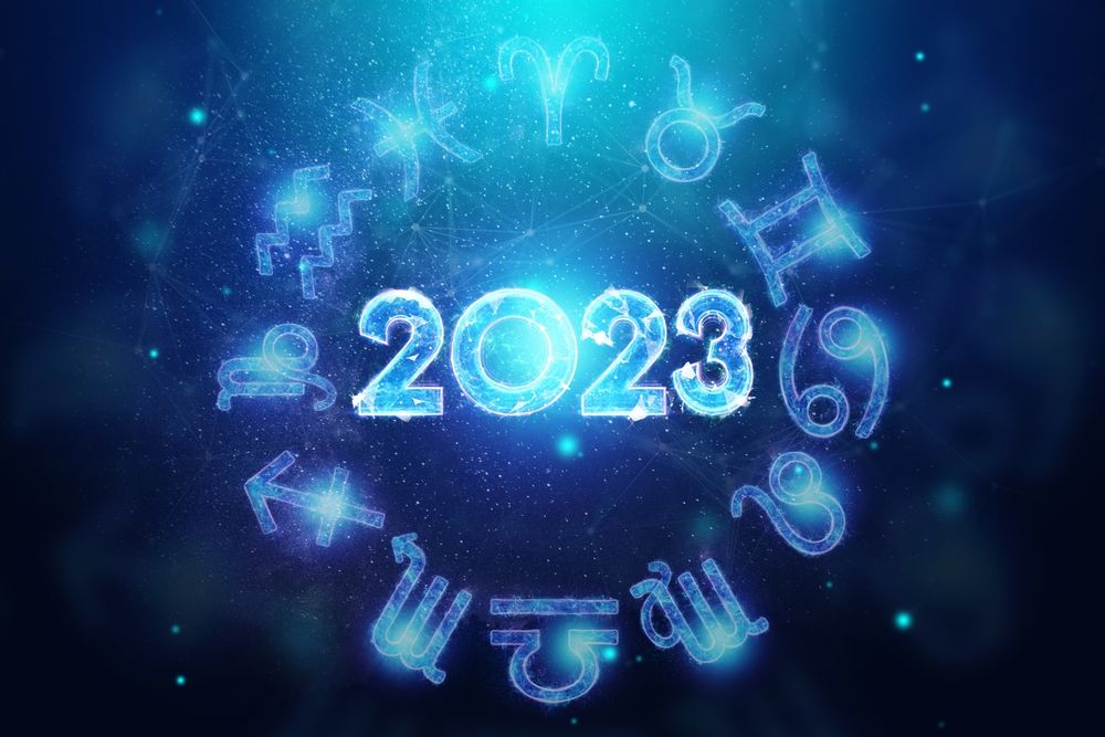 Happy,New,Year,2023,Surrounded,By,Zodiac,Signs.,New,Calendar