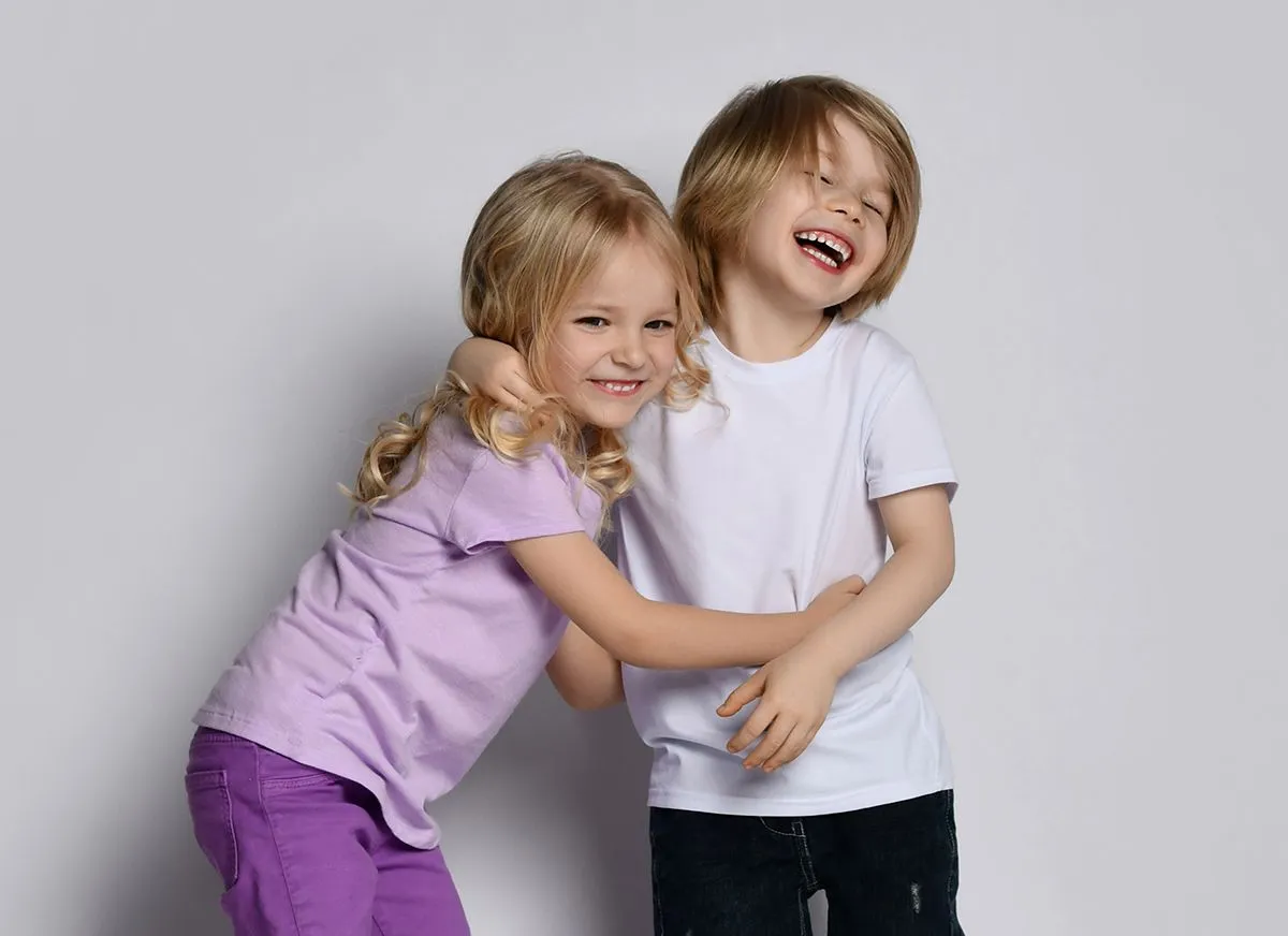 Little,Positive,Blond,Baby,Girl,And,Boy,Friends,Or,Sister