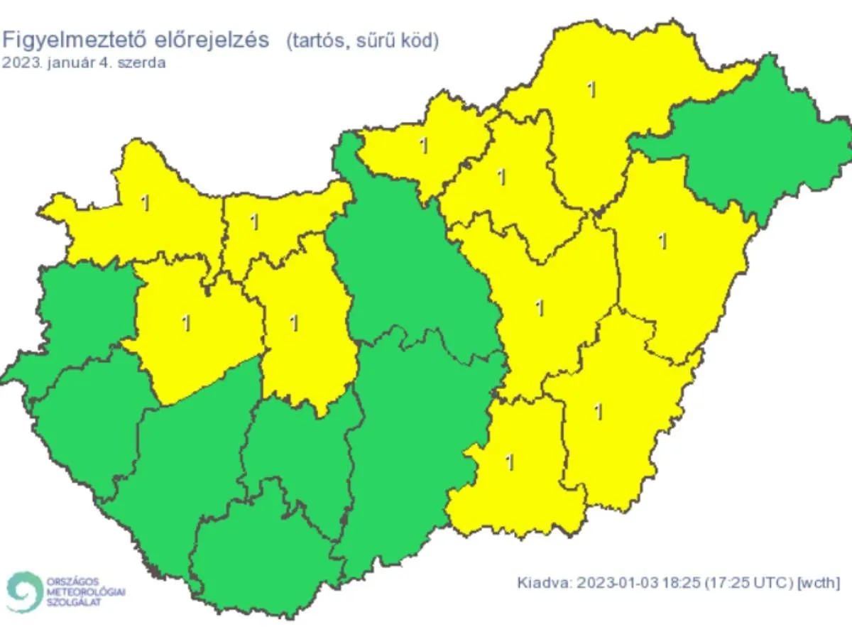 figyelmeztetés, köd, szerda