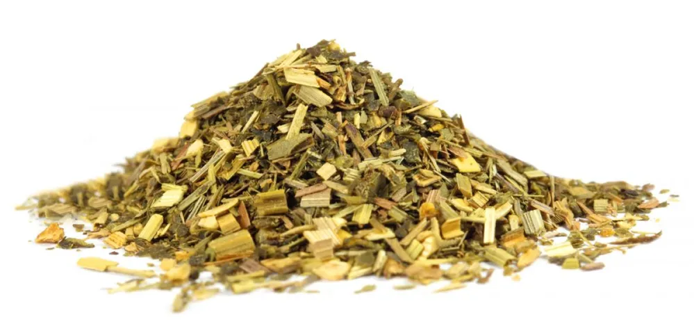 Green,Tea,With,Lemon,Grass,Over,White,Background