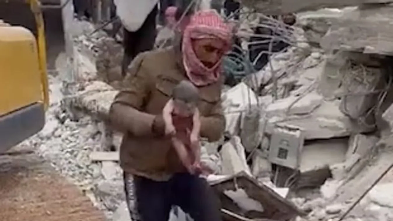 Földrengés Szíriában: csodababa született a romok alatt