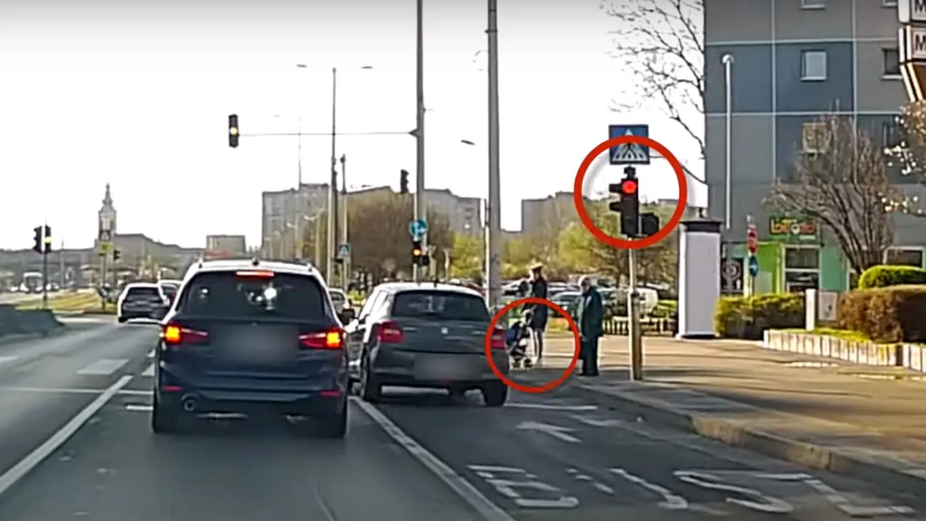 A babakocsis anyuka sem érdekelte a piroson áthajtó sofőrt