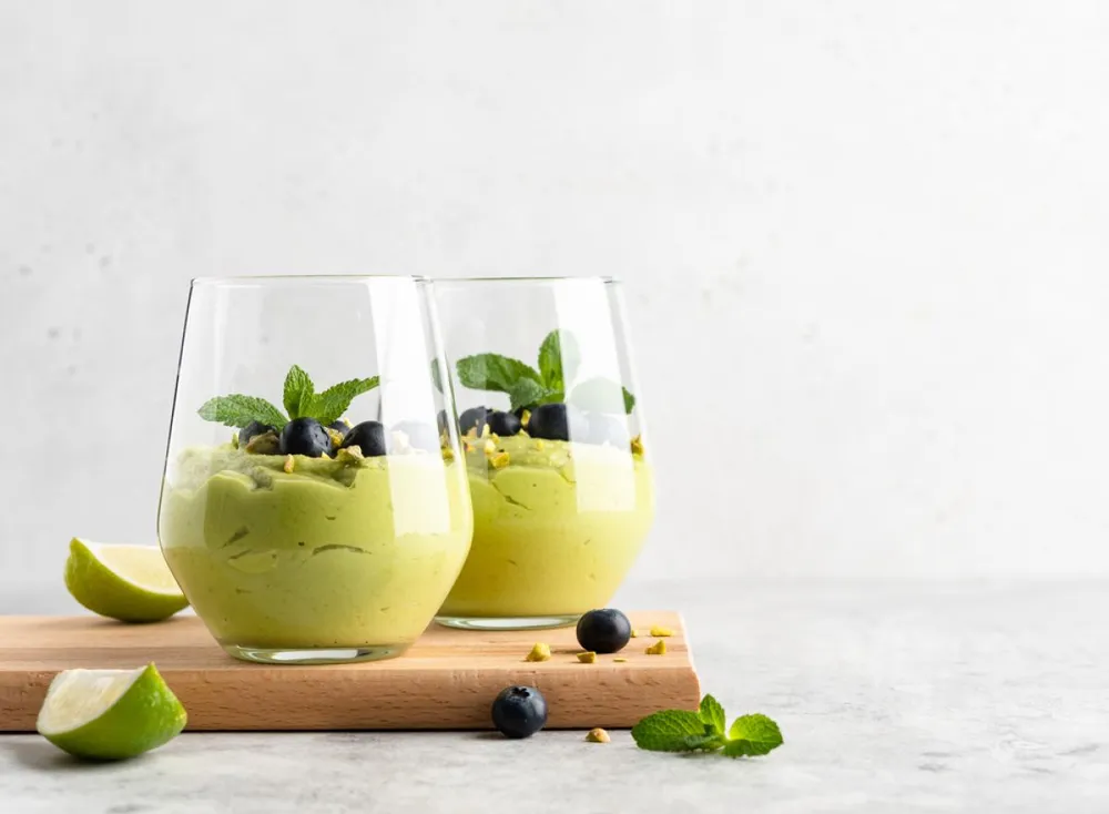 Avocado,Mousse.,Vegetarian,Sugar,Free,Creamy,Dessert,Made,Of,Avocado,