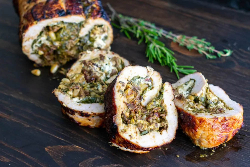 Mediterranean,Stuffed,Pork,Tenderloin:,Roasted,Pork,Stuffed,With,Spinach,,Pesto,