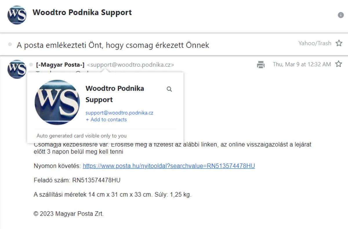 kamu Magyar Posta levél, átverés