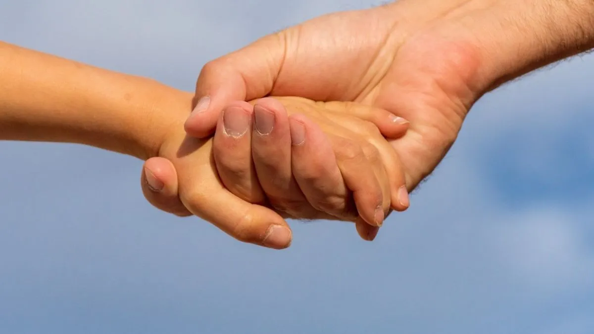 anya, lánya, kéz, kézfej, fog, beteg, illusztráció