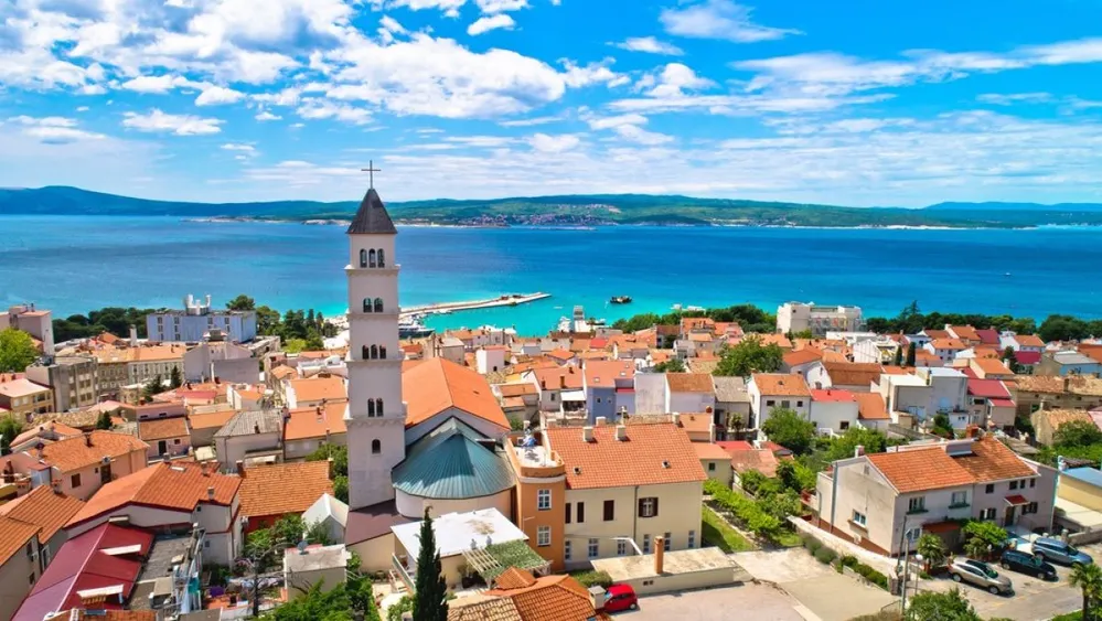 Crikvenica.,Town,On,Adriatic,Sea,Waterfront,Aerial,View.,Kvarner,Bay