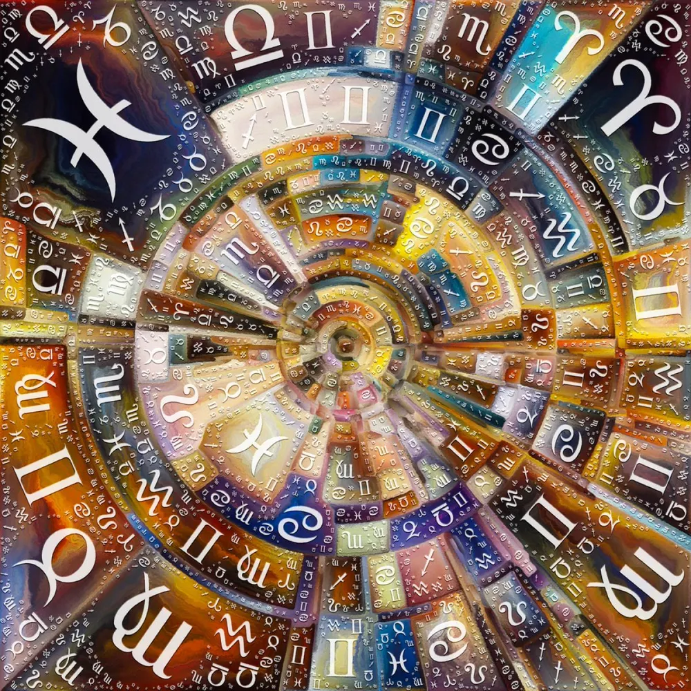 Craft,Of,Astrology,Series.,Abstract,Colorful,Painting,Of,Disk,,Rays