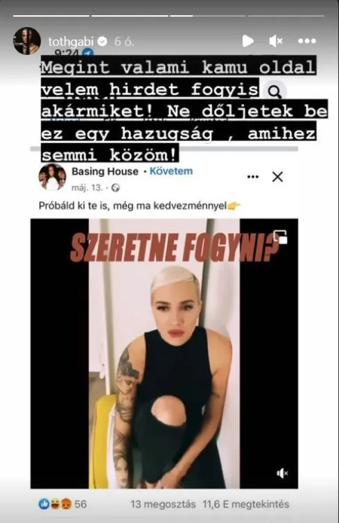 Tóth Gabi Insta-sztori