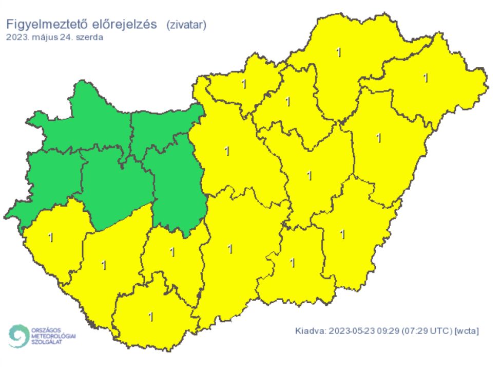 Időjárás csapadék riasztás