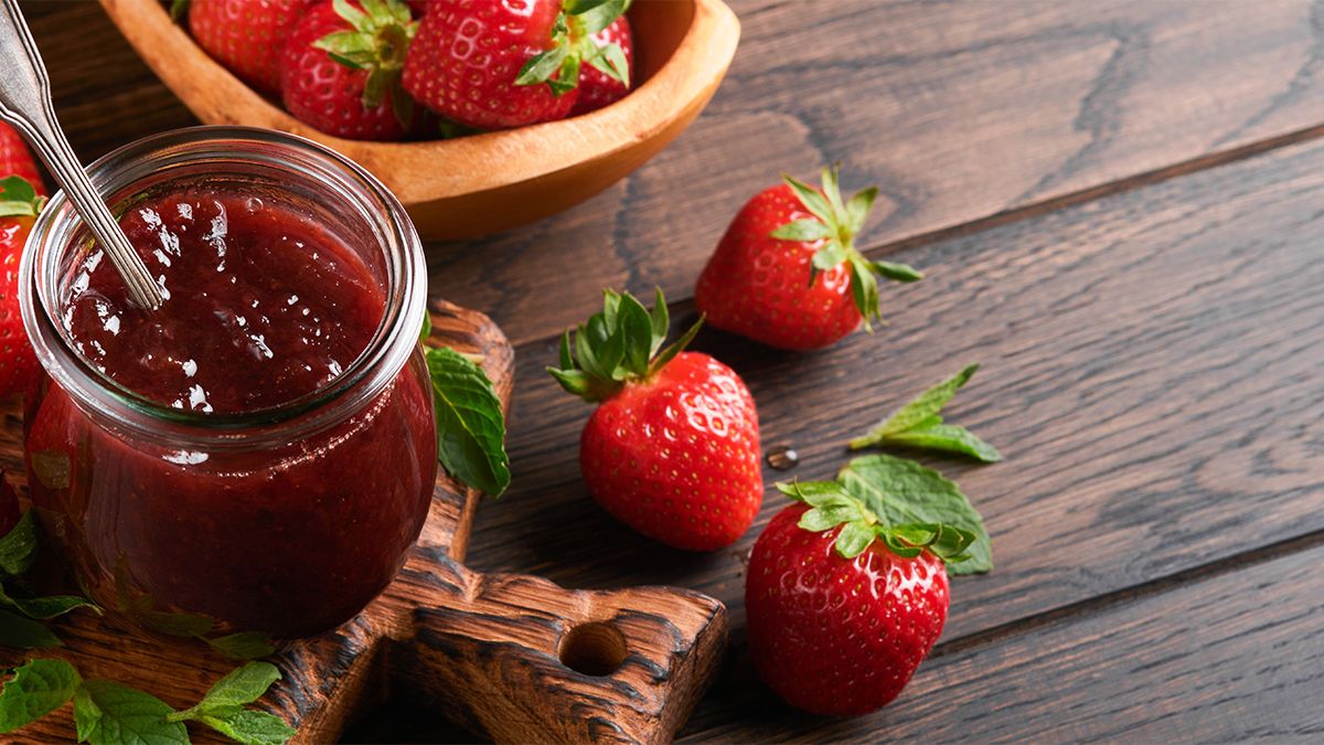 Strawberry,Jam.,Strawberry,Jam,In,Glass,Jar,With,Fresh,Berries