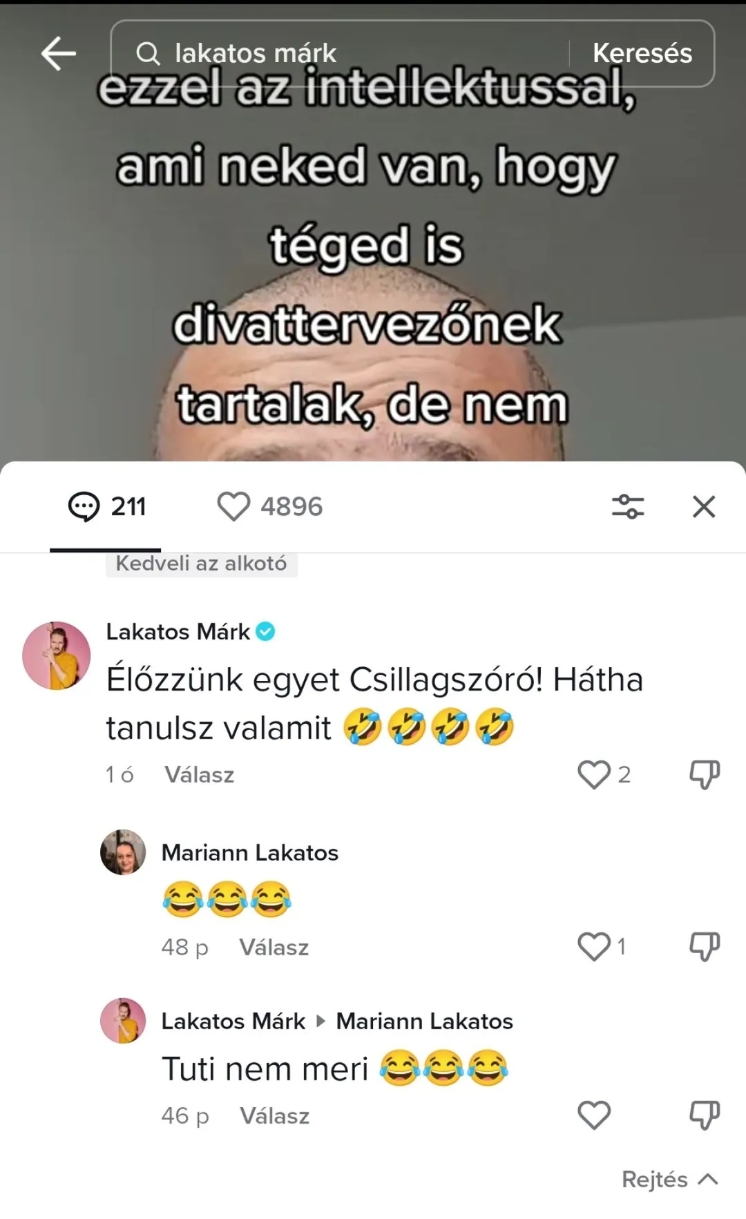 Kembe Sorelnek válaszolt Lakatos Márk.