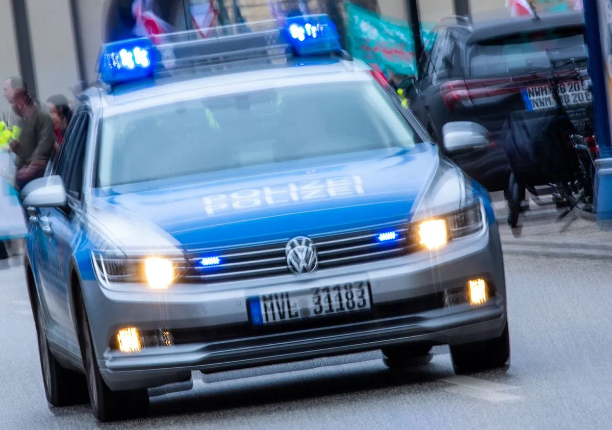 Police car with blue light