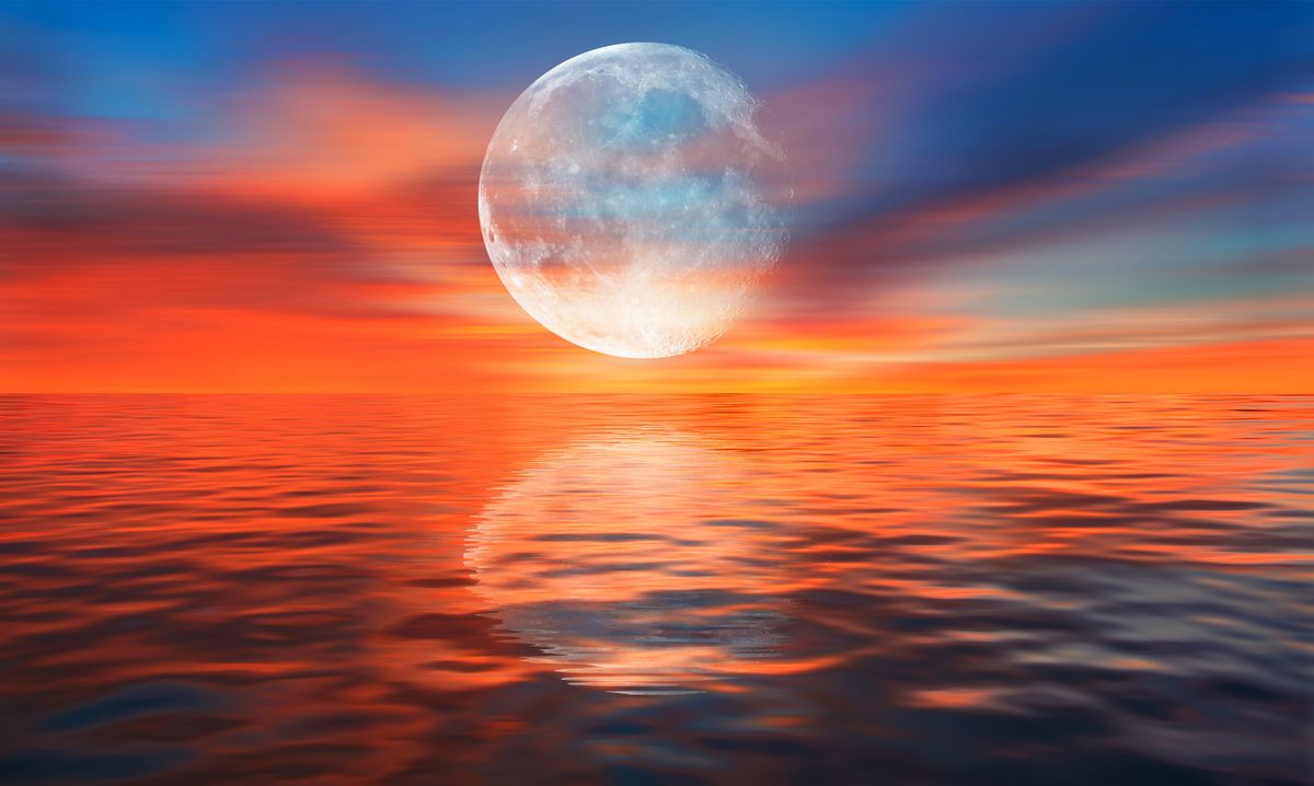 Full,Moon,Over,The,Sea,At,Sunset,"elements,Of,This