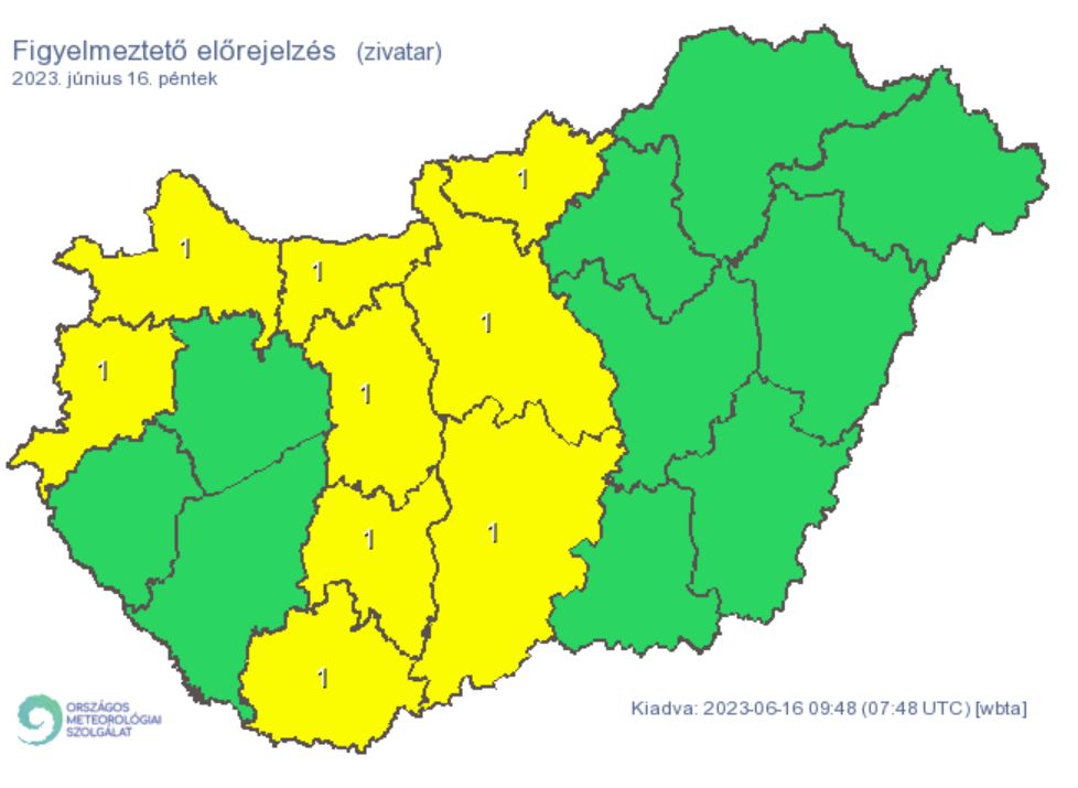 Időjárás figyelmeztetés eső csapadék