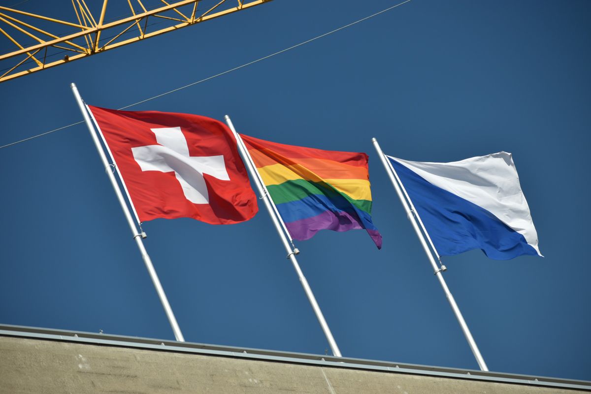 Zurich,,Switzerland,,September,4,,2021,Waving,Swiss,And,Gender,Rainbow