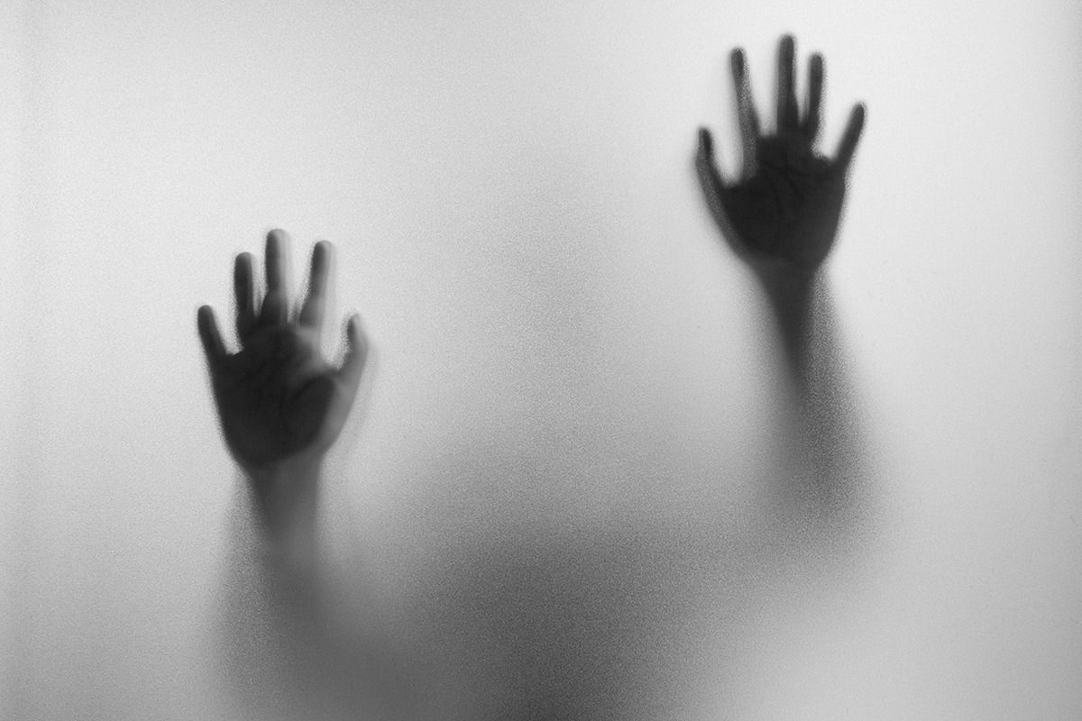 Shadow,Hands,Of,The,Man,Behind,Frosted,Glass.blurry,Hand,Abstraction.halloween