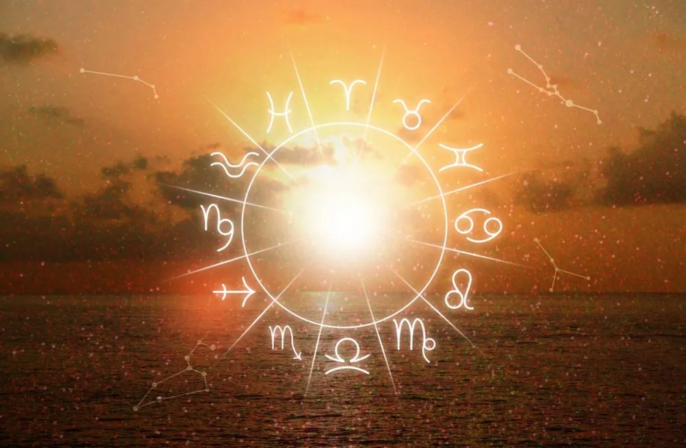 Zodiac,Wheel,With,12,Astrological,Signs,And,Seascape,On,Background