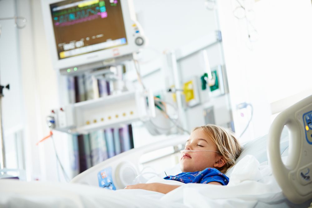 Young,Girl,Sleeping,In,Intensive,Care,Unit