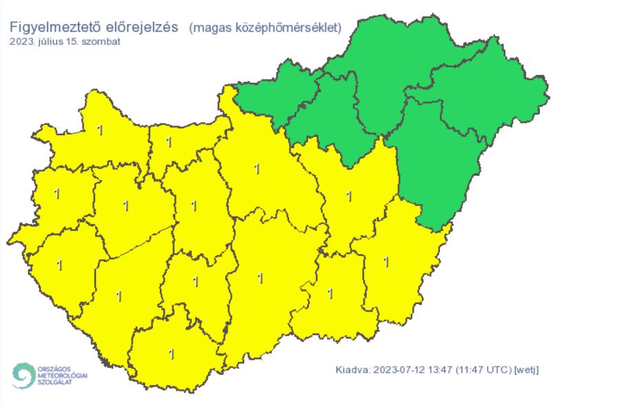 kánikula figyelmeztetés riasztás